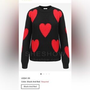 SheHow Stylish Black Sweater with Red Heart Design